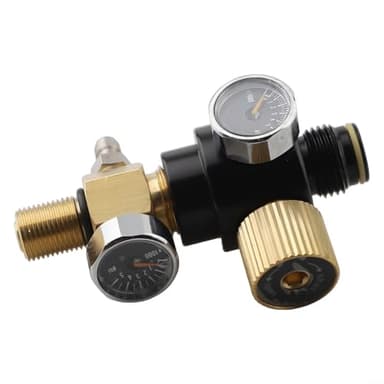 Stainless Steel HPA Tank Regulator 0-2800psi Adjustable Pressure Control Valve 5/8-18UNF 18x1.5 Thread Air System Pressure Gauge 4500psi(5/8 with regulator)
