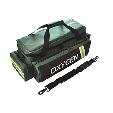 LINE2design First Responder EMS Oxygen Bag EMS Supplies - Standard O2 Medical Bag with Multiple Compartments & Shoulder Strap – Green
