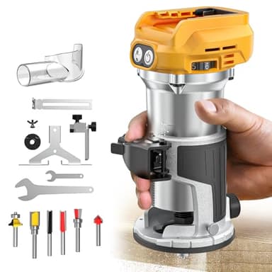 MtiolHig Cordless Compact Router Compatible with DeWalt 20V Battery (Bare Tool), 6 Variable Speeds Router Tool for Woodworking, 800W Fixed Base Wood Router