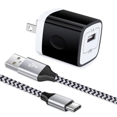 Type C Wall Charger, 5V/1A Charging Block Wall Charger Plug Cube Brick with 6ft USB C Cable Type C Charger Cable Cord for Samsung Galaxy S26 Ultra S25 S24 S23 S22 Ultra 5G, Pixel 10a 10 9a 9 Pro 8a 7a