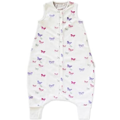 Woolino 4 Season Baby Sleeping Sack with feet, Merino Wool and Organic Cotton Walker Sleep Sack, Toddler Sleeping Bag, 18-36m, Butterfly