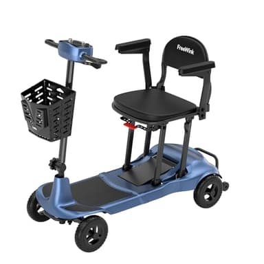 Mobility Scooters for Adults & Seniors - Ultra Lightweight 27.5 lbs Carbon Fiber Folding Electric Scooter - Airlines Approved All-Terrain Portable Scooter with Basket and Charger Included-Blue