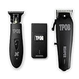 TPOB Slime 2 Black Clipper Trimmer Shaver Set Barber Hair Clippers for Men 6800 RPM with Rubber Case