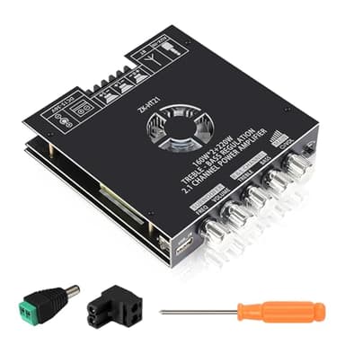 ZK-HT21 2.1 Channel Mini Bluetooth Amplifier Board,160W×2+220W High Power Stereo Subwoofer Amp with TDA7498E Hi-Fi Chip and Dual Expansion Ports, BT USB AUX Input DC 15-36V for DIY Home Speakers