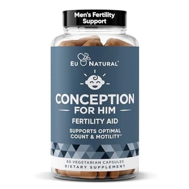 Eu Natural Conception for Him - Male Fertility Supplements with Ashwagandha, Folate & Zinc - Sperm Count, Motility & Strength Support - Fertility Support for Men, 60 Vegetarian Capsules