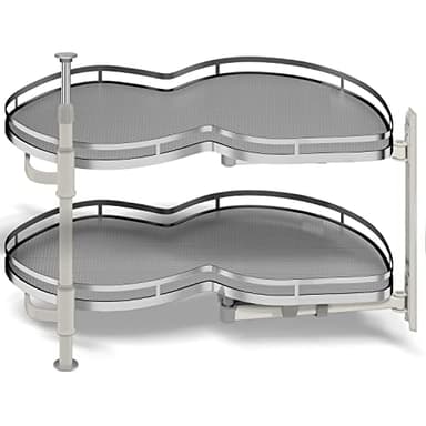 Blind Corner Cabinet Pull Out Organizer, Soft Close Swing Right Pull Out Cabinet Organizer 36inch, Corner Cabinet Lazy Susan for Corner Cabinet Blind Shelf, 2 Tiers Tray, Adjustable Height