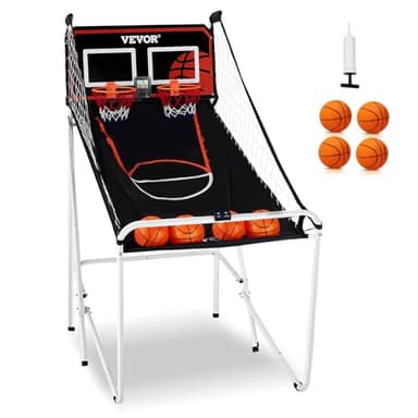 VEVOR Foldable Basketball Arcade Game, 2 Player Indoor Basketball Game, Home Dual Sport with 4 Balls, 8 Game Modes, LCD Electronic Scoreboard, and Inflation Pump, for Kids, Adults