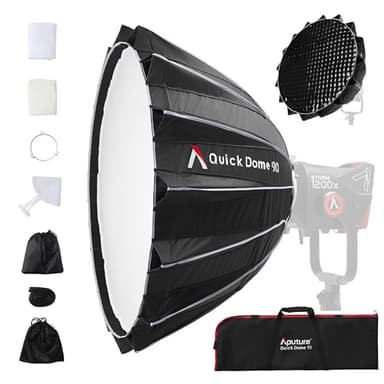 Aputure Light Dome Quick Dome 90 Softbox,90cm(3ft) Circular Bowens Mount with Quick Release Design,Include Diffusion, Light Control Grid, & Carrying Bag for Led Video Light