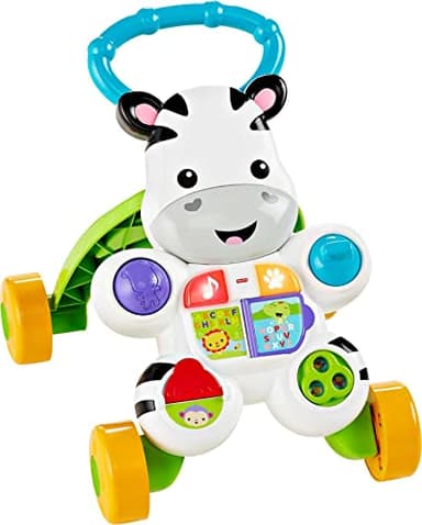 Fisher-Price Baby Push Toy Learn with Me Zebra Walker Musical Learning Activity with Lights & Fine Motor Play for Infants Ages 6+ Months (Amazon Exclusive)