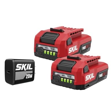 SKIL PWR CORE 12 2 x 2.0Ah 12V USB-C Battery and Charger Starter Kit Including Two 2.0Ah Batteries and 20W PD Charger-CB5020A-22