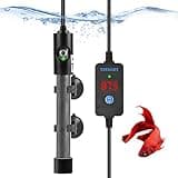 Small Aquarium Heater for Fish Tank: 50W/100W/200W/300W/500W Submersible Betta Turtle Heaters with Accurate Temperature LED Digital Display - Overheating and Off-Water Protection for 1-10 Gallon