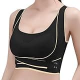 Annenmy Bras for Women Wirefree Posture Corrector Bra Back Comfy Smoothing Wireless Bra Push up Bras for Women No Underwire, Sports Yoga Daily Bra with Removeable Cup Black,XL