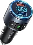 Upgraded V5.3 FM Bluetooth Transmitter Car, Bluetooth Car Adapter QC3.0 & LED Backlit Wireless Bluetooth FM Radio Adapter Music Player/Car Kit, Siri Google Assistant