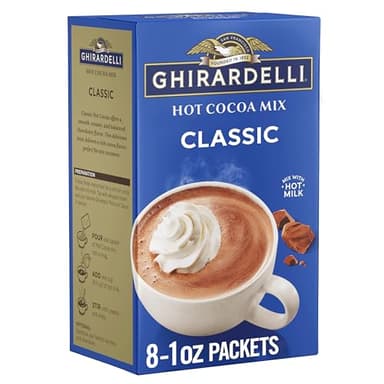 GHIRARDELLI Classic Hot Cocoa Mix – Rich and Creamy Premium Hot Chocolate Made with Premium Cocoa, 8 Single-Serve 1 oz Packets