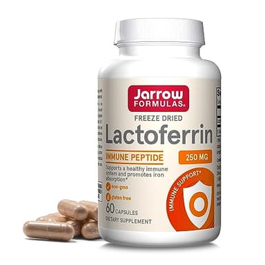 Jarrow Formulas Lactoferrin Supplements 250 mg - Immune-Supporting Glycoprotein for Healthy Immune System Support & Iron Absorption - Freeze Dried, Gluten Free, Non-GMO - 60 Capsules (Servings)