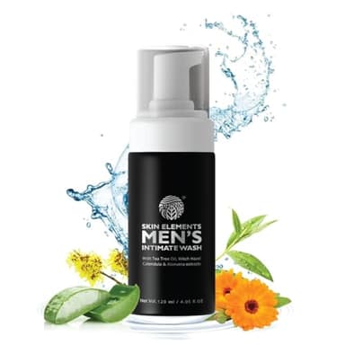 Skin Elements Intimate Wash for Men | pH Balanced Foaming Wash with Tea Tree Oil & Aloe Vera | Soothes, Refreshes & Maintains Hygiene | 4.05 fl. oz. |