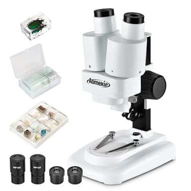 Aomekie® Microscope 20X 50X with 10Pcs Slides Insect Specimen Stereo Microscope with WF eyepieces LED Light Source Portable Stereoscope