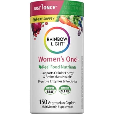 Rainbow Light Womens One High-Potency Daily Multivitamin, Womens Multivitamin Provides High-Potency Immune Support, With Vitamin C, Biotin and Ashwagandha, Vegetarian, 150 Count