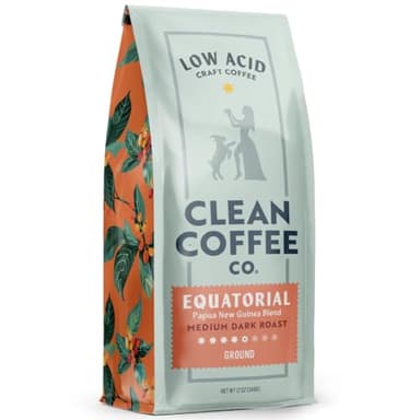 Clean Coffee Co. - Low Acid Medium-Dark Roast, Tested for Molds and Toxins, Papua New Guinea Blend, Notes of Milk Chocolate and Roasted Almonds (Ground, 12 oz Bag)