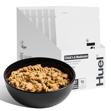 Huel Hot and Savory Meal Packs | Chick'n & Mushroom | Up to 25g Protein Plant Based Instant Meal | 27 Vitamins and Minerals | 100% Nutritionally Complete | 7 Pack