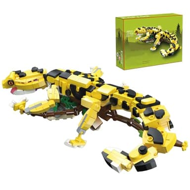 370 PCS Micro Brick Leopard Gecko Building Sets,Reptile Lizard Building Kit, Animals Botanical Collection Model for Adult Toys,Home Decor and Office Art Creative Gift,for Teens Ages 6+ Kids
