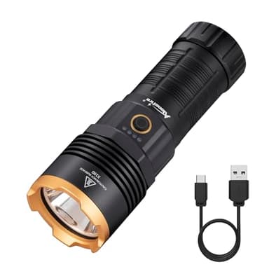 ALONEFIRE X100 LED Flashlight 2050 High Lumens Super Bright USB C Rechargeable 5 Adjustable Modes Waterproof Flash Light Reverse Charging with Battery, Lanyard for Camping Emergency Hiking Home