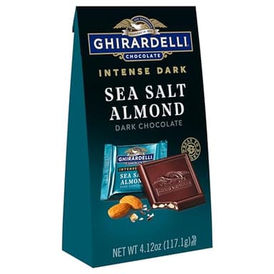 GHIRARDELLI Intense Dark Chocolate Squares, Sea Salt Almond, 4.12 Oz Bag