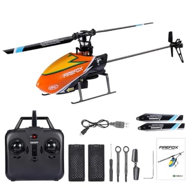 GoolRC C129 RC Helicopter, 4 Channel 2.4Ghz Remote Control Helicopter with 6-Axis Gyro, Aileronless RC Aircraft with Altitude Hold, Landing Pad and 2 Batteries (Orange)