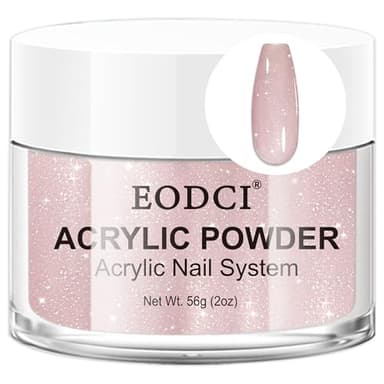 EODCI Glitter Pink Acrylic Powder - 56g/2oz Acrylic Nail Cover Powder for Nail Extension, Professional Nail Design, Sculpting, and Nail Building - Salon-Quality Acrylic Nail Supplies
