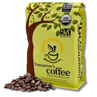 Tomorrow's Coffee Organic, Smithsonian Bird Friendly Certified, Fair Trade, Shade Grown Coffee, Dark French Roast with chocolate flavor | Sustains Amazon Rainforest, Compostable Bag, Eco-Friendly Packaging (1 lb., whole bean)