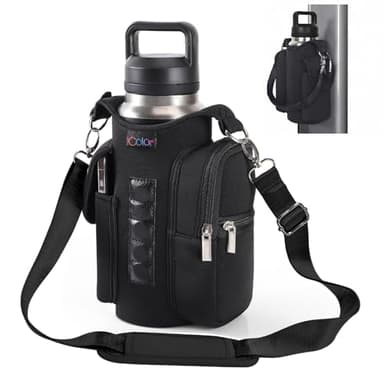 icolor Magnetic Gym Bag Water Bottle Holder with Phone Pockets & Shoulder Strap,5 Built-in Magnets Gym Bottle Pouch Carrier Sleeve,Sling Magnetic Bag Gym Accessories Organizer for Men Women
