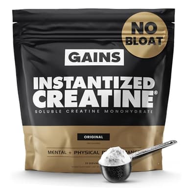 Gains in Bulk Instantized Creatine Monohydrate for Men & Women, Soluble Creatine Powder, Supports Muscle Building, Strength and Performance, Bodybuilding Supplements, Unflavored, 30 Servings