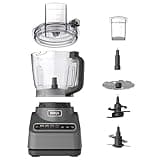 Ninja Food Processor, Professional Plus, 1000 Peak Watts, 4 Functions for Chopping, Slicing, Purees & Dough with 9-Cup Processor Bowl, 3 Blades, Food Chute & Pusher, Silver, BN601