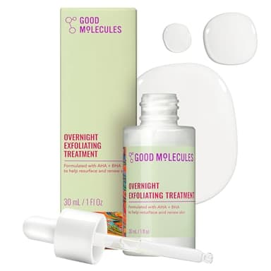 Good Molecules Overnight Exfoliating Treatment - Face Exfoliator with AHA & BHA Lightweight Formula - Pore Minimizer, Facial Skin Care with Glycolic & Salicylic Acid