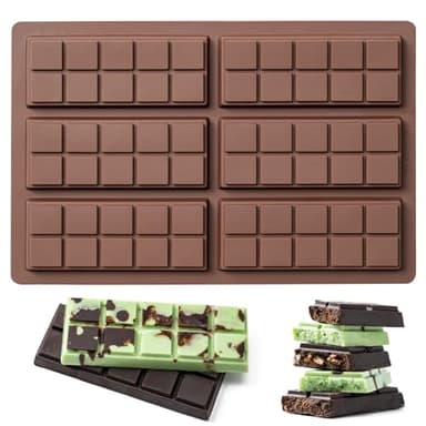 Husfunov Chocolate Bar Mold,Non-Stick Chocolate Molds, 100% Food Grade Silicone Deep Mold for Dubai Pistachio Rod, Candy, Snacks, Knafeh Pistachio Rod and More(10 Snap)