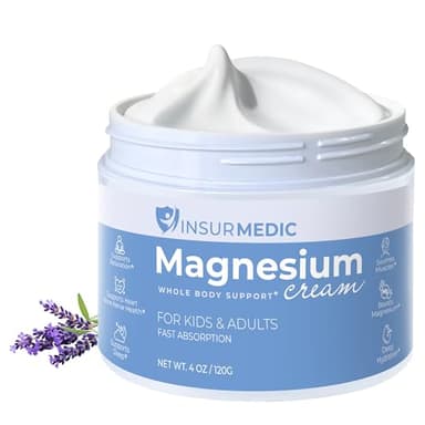 InsurMedic Magnesium Cream for Neuropathy - Nerve Muscle Cramps & Body Pain Support Topical Lotion for Kids Adults - Relaxing Calming Nighttime Rub with Lavender Shea butter for Legs Feet Back