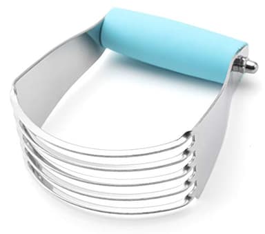 Spring Chef Dough Blender, Top Professional Pastry Cutter, Heavy Duty Baking Tool with Stainless Steel Blades, Medium Size, Aqua Sky