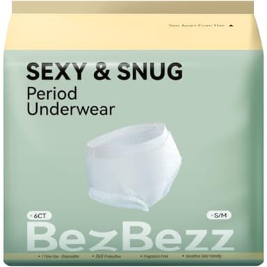 Disposable Period Underwear for Women S/M, 360° Leak Proof Period Panties for Heavy Flow, Overnight Postpartum and Incontinence, Odor Control, Breathable, Comfortable & Secure, 6 Count