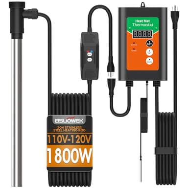 1800W Immersion Heater for Hot Tub, Fully Submersible Portable Electric Water Heater with Thermostat & GFCI Protection - Ground Pool, Bathtub, Baptistery, Bucker, Stock Tank, Camping & Outdoor Use