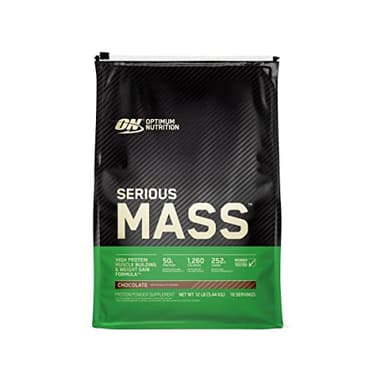 Optimum Nutrition Serious Mass, Weight Gainer Protein Powder, Mass Gainer, Vitamin C and Zinc for Immune Support, Creatine, Chocolate, 12 Pound (Packaging May Vary)