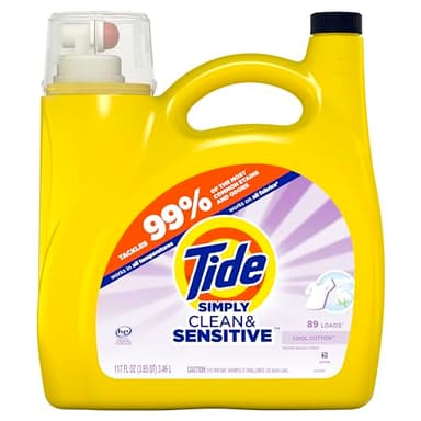 Tide Simply Clean & Sensitive Liquid Laundry Detergent, Cool Cotton Scent, 89 Loads, 117 fl oz