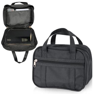 Deseret Deals Durable Canvas Scripture Carrying Case | Protective Holder & Organizer for LDS Quad or Triple Combination | Book Bag for Scriptures (Black)