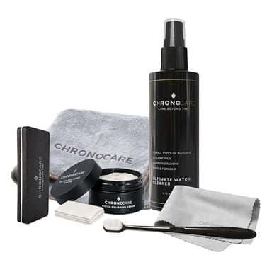 Watch Polishing & Cleaning Kit – Scratch Repair Cream, Polishing Cloth, Cleaner Spray, Matte Renewal Sponge, Brush & Premium Drying Towel – Safe for All Luxury Metal Watches – Complete Restoration Set