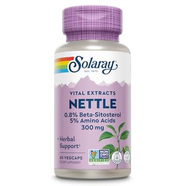 SOLARAY Nettle Root Extract 300 mg with Nettle Root 150 mg, Healthy Urinary & Prostate Support for Men with Amino Acids and Beta-Sitosterol, Vegan, 60-Day Guarantee, 60 Servings, 60 VegCaps