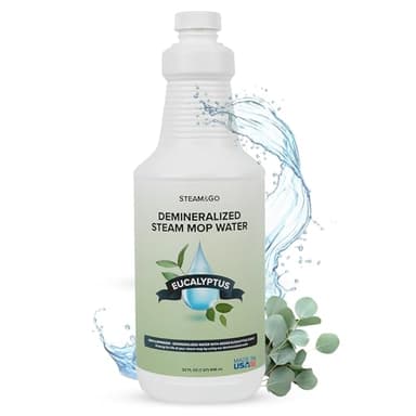 Steam & Go - Demineralized Water for Steam Cleaner, PVC-Free Floor Cleaner Liquid Compatible With Any Steam Mop, Ready-to-Use Multisurface Cleaner, Scented Mop Solution, Eucalyptus Mint, 32 oz