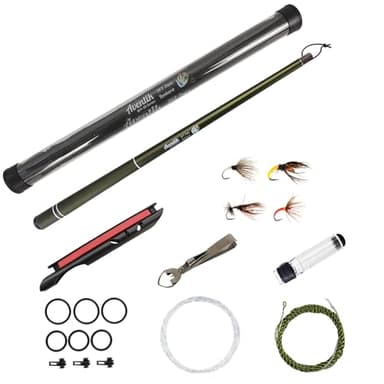 Aventik FreshStart Tenkara Fly Fishing Rod Combo(Dark Green,2.4M/8FT)