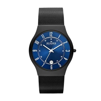 Skagen Men's Sundby Three-Hand Date Midnight Black Titanium Mesh Band Watch (Model: T233XLTMN)