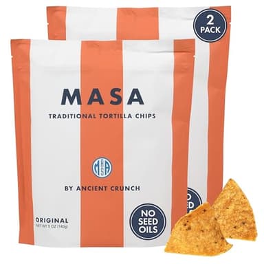MASA Chips Corn Tortilla Chips Cooked in Beef Tallow – Seed Oil Free Snack, 2pk×5 oz each– Handmade with Only Naturally Grown Corn & Sea Salt, Gluten Free