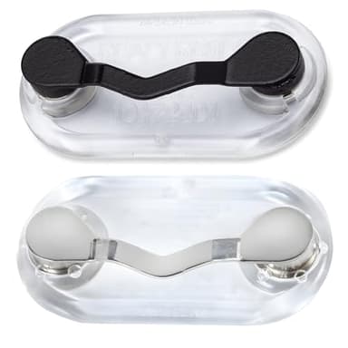 Readerest Magnetic Eyeglass Holders (2 Pack), Eyewear Accessory, Secure Clip for Readers, Sunglasses, ID Badges, Glasses Holders, USA Made (Black & Stainless Steel)