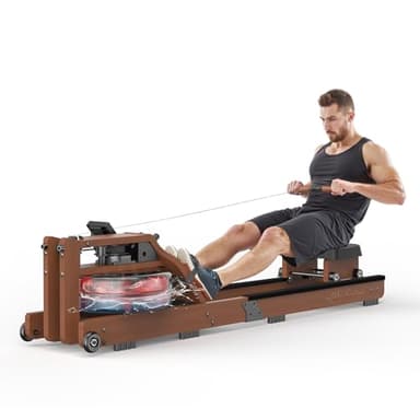 MR. CAPTAIN Water Rowing Machine for Home - Wooden Design with 400LBS Capacity, Bluetooth App Connectivity, and a Comfortable Seat - Ideal Row Machine for Home Workouts